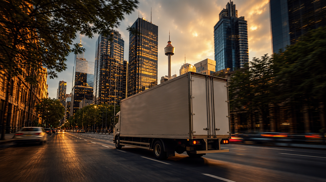 Delivery trucks at warehouse